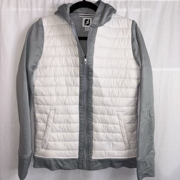 FootJoy Women’s Size Small Full-Zip Fleece Hoodie $170 MSRP White Grey EUC - Picture 1 of 11